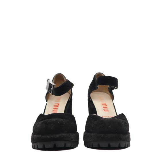 Miu Miu Vintage 90's Mary Jane Suede Wedges Size 38 - Picture 3 of 12